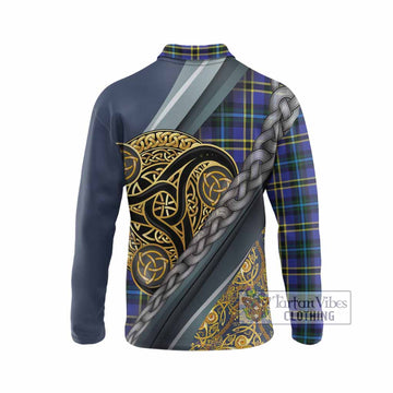 Hope Tartan Crest Long Sleeve Polo Shirt Scottish Triskele Celtic