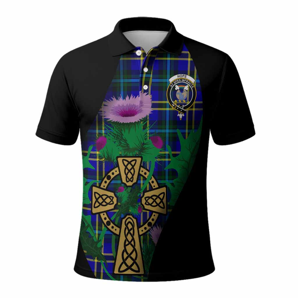 Hope Tartan Crest Polo Shirt Celtic Cross Thistle Flowers
