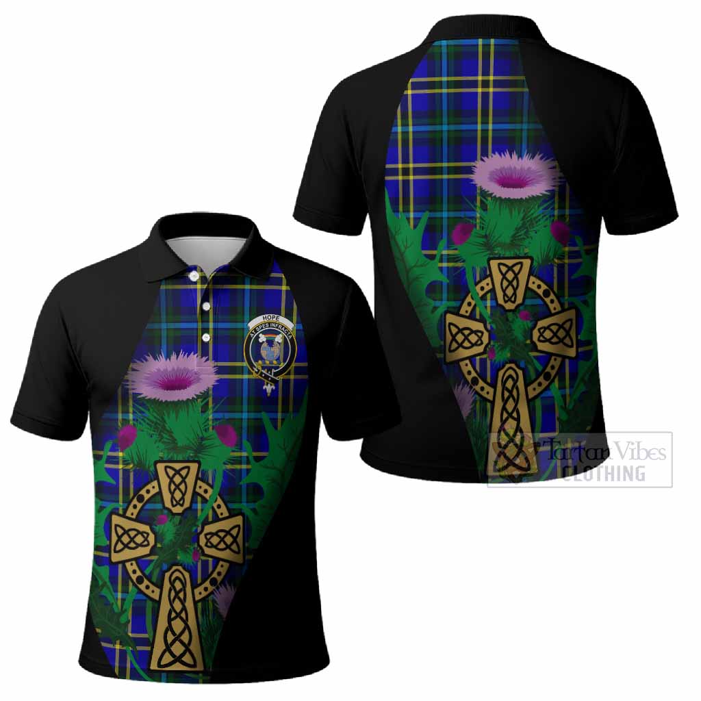 Hope Tartan Crest Polo Shirt Celtic Cross Thistle Flowers