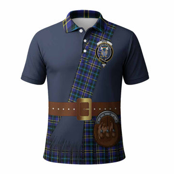 Hope Tartan Crest Polo Shirt Kilt Costume Style