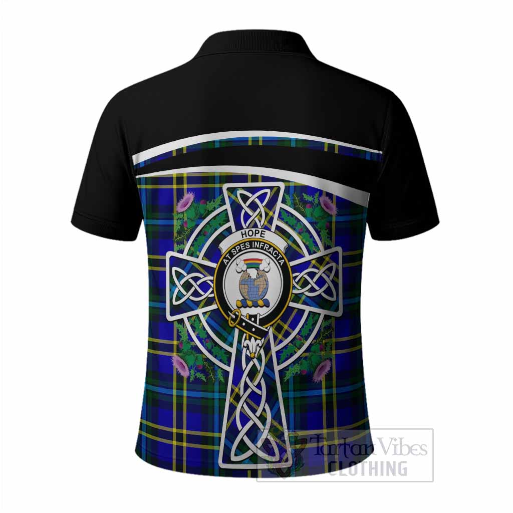Hope Tartan Crest Polo Shirt Scottish Thistle Celtic Cross Alba Gu Brath