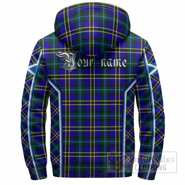 Hope Tartan Crest Sherpa Hoodie Scotland Coat of Arm Flag Style