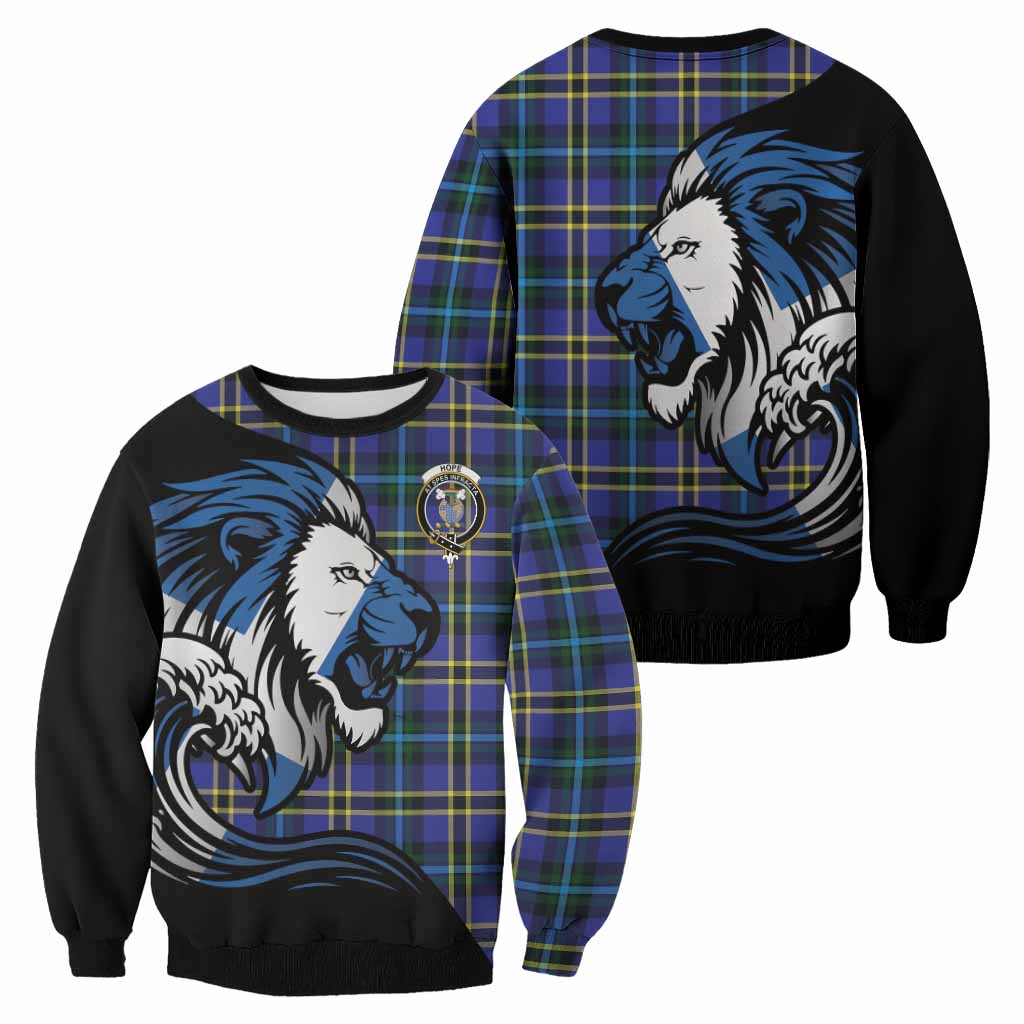 Hope Tartan Crest Sweatshirt Scottish Golden Lions Wave Flow