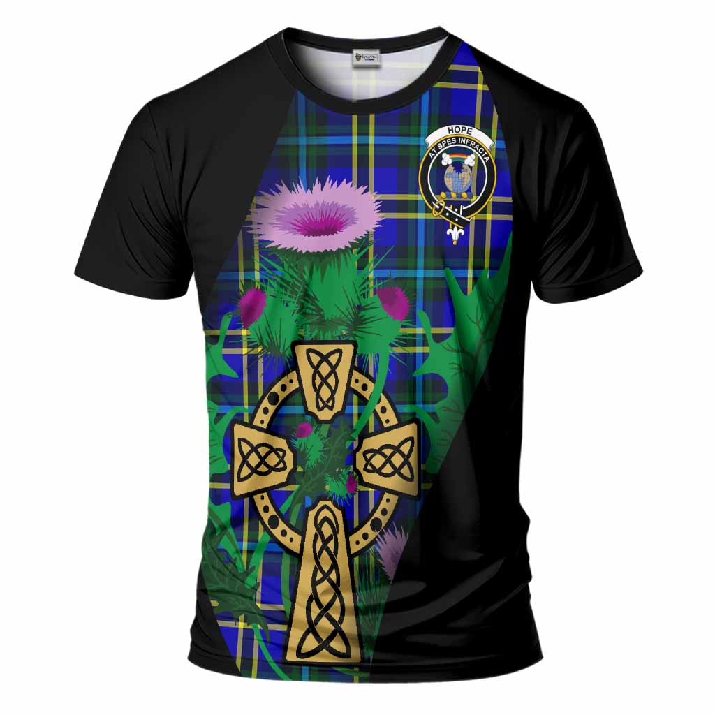 Hope Tartan Crest T-Shirt Celtic Cross Thistle Flowers