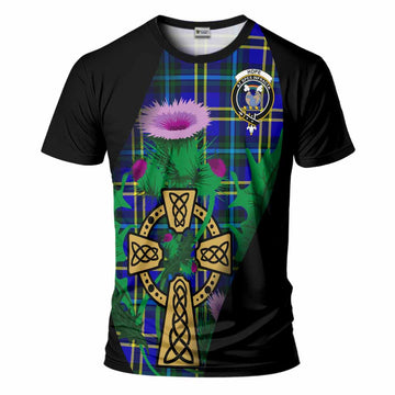 Hope Tartan Crest T-Shirt Celtic Cross Thistle Flowers