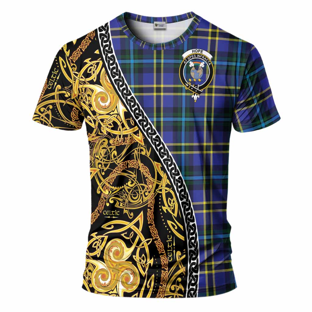 Hope Tartan Crest T-Shirt Celtic Knot and Triple Trickle Spiral Symbols