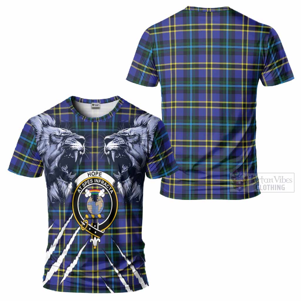 Hope Tartan Crest T-Shirt Ferocious Lion Style