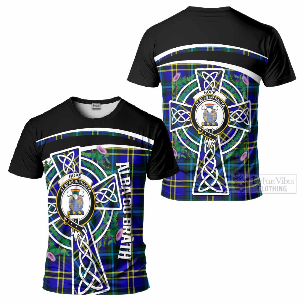 Hope Tartan Crest T-Shirt Scottish Thistle Celtic Cross Alba Gu Brath
