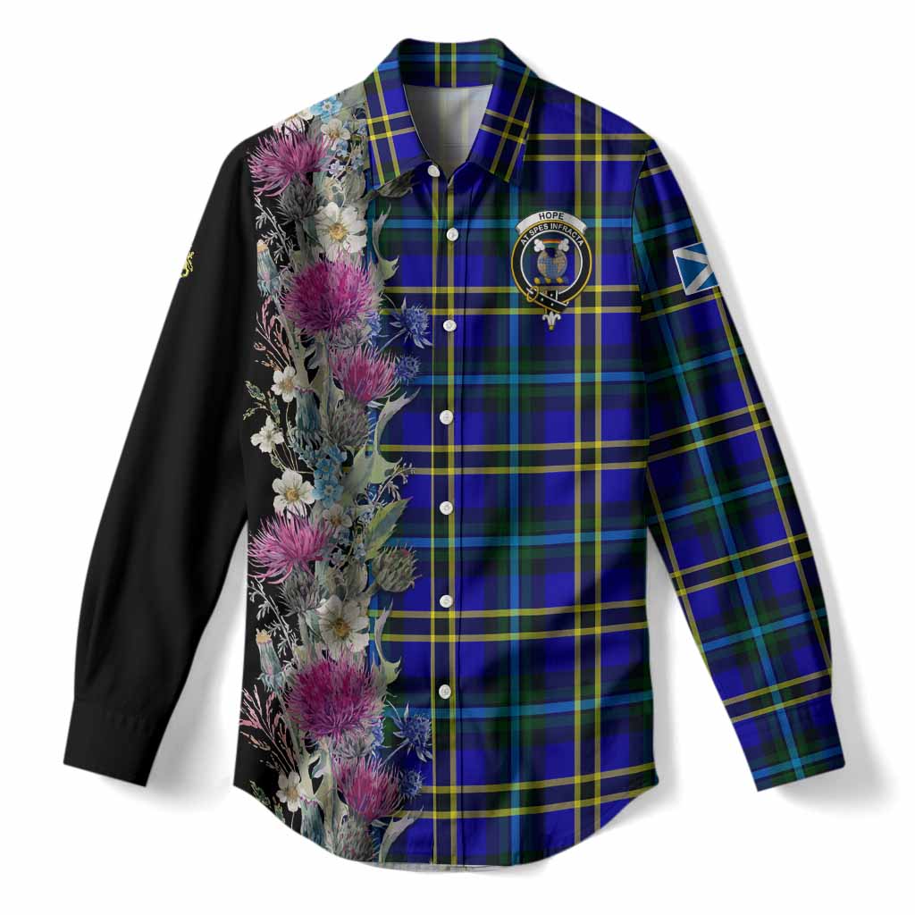 Hope Tartan Crest Thistle Floral Women Casual Shirt