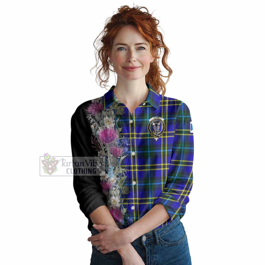 Hope Tartan Crest Thistle Floral Women Casual Shirt