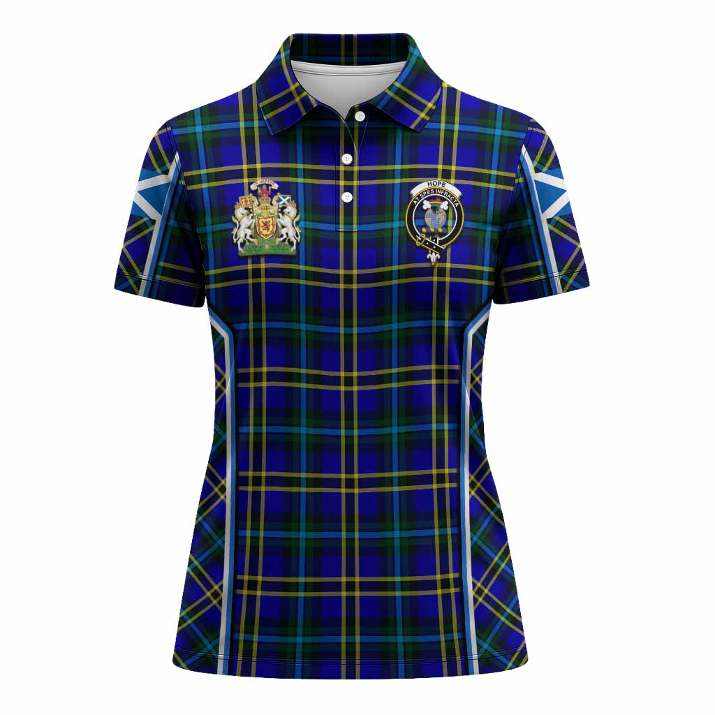 Hope Tartan Crest Women's Polo Shirt Scotland Coat of Arm Flag Style - Tartan Vibes Clothing