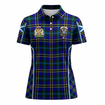 Hope Tartan Crest Women's Polo Shirt Scotland Coat of Arm Flag Style