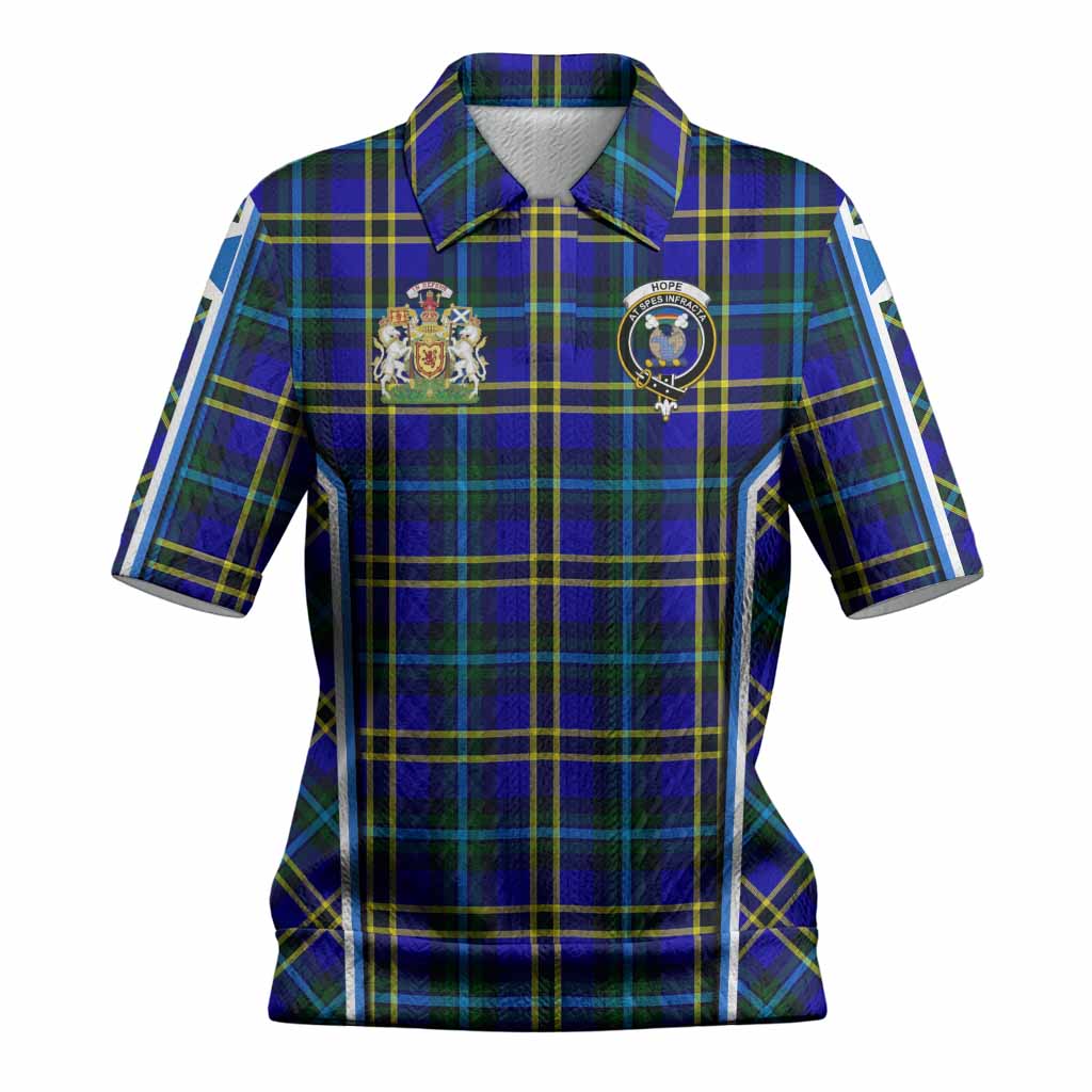 Hope Tartan Crest Women’s Polo Sweater Top Scotland Coat of Arm Flag Style