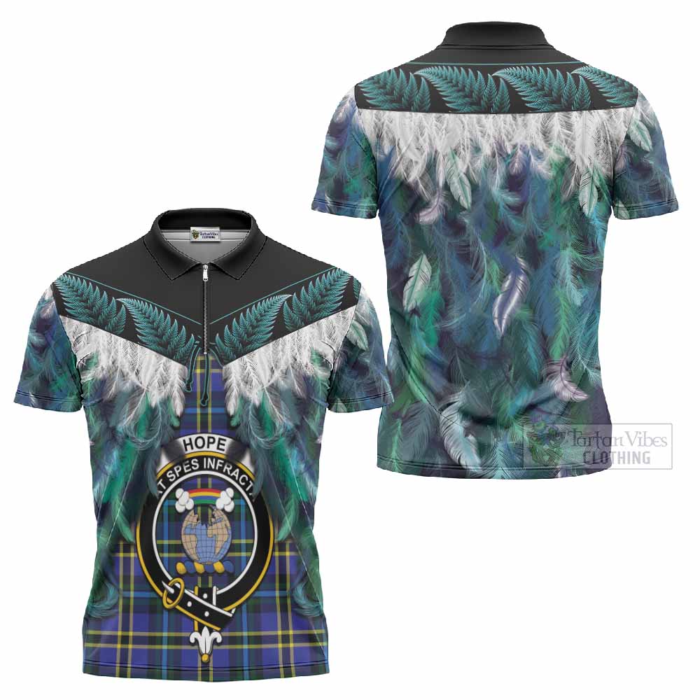 Hope Tartan Crest Zipper Polo Shirt New Zealand Maori Korowai Cloak