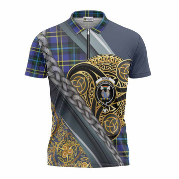 Hope Tartan Crest Zipper Polo Shirt Scottish Triskele Celtic