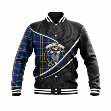 Hope Tartan Family Crest Baseball Jacket Celtic Scottish Thistle Floral