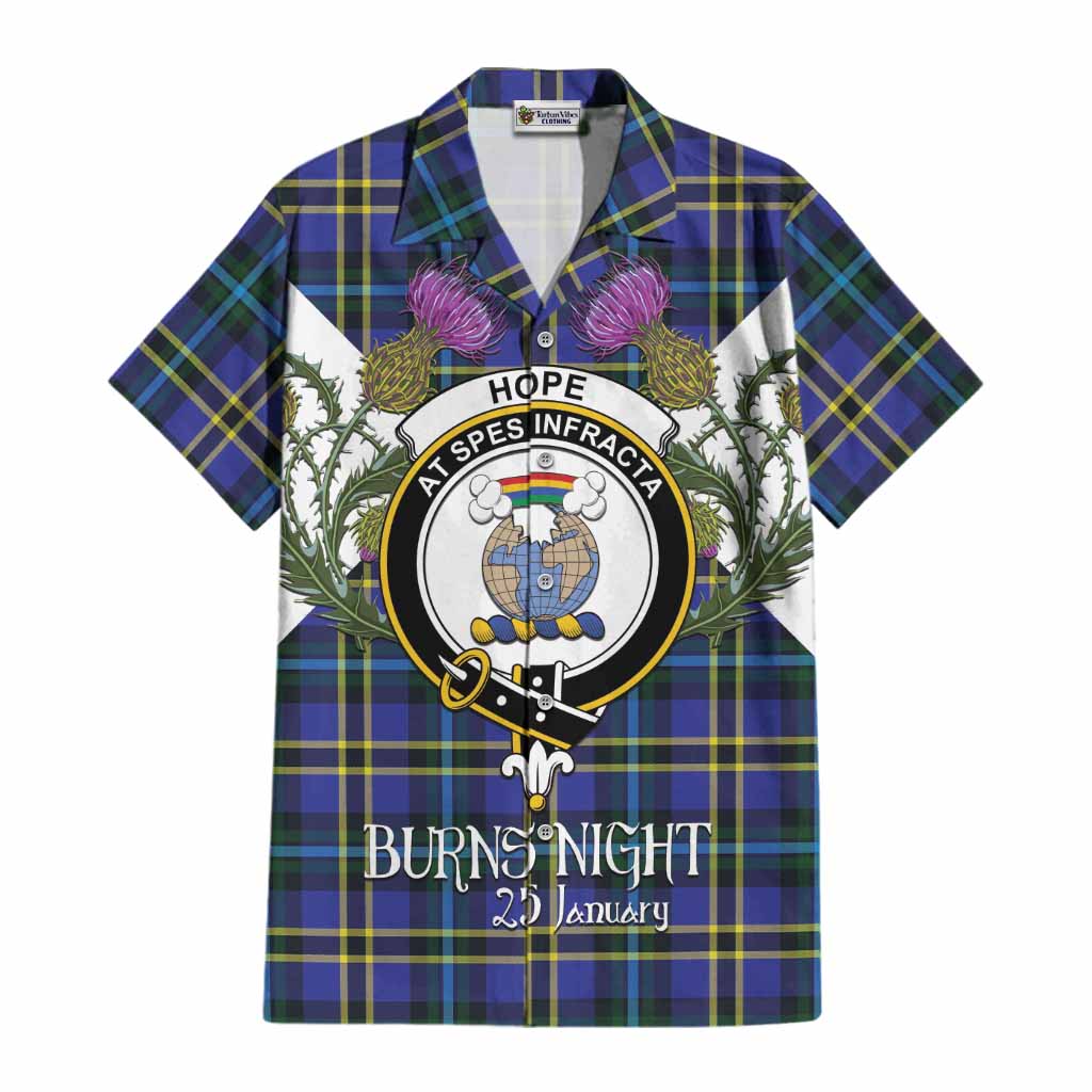 Hope Tartan Family Crest Cotton Hawaiian Shirt Scottish Burns Night Thistle Floral