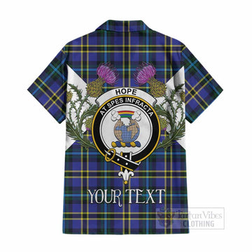 Hope Tartan Family Crest Cotton Hawaiian Shirt Scottish Burns Night Thistle Floral