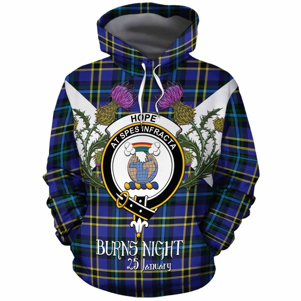 Hope Tartan Family Crest Cotton Hoodie Scottish Burns Night Thistle Floral