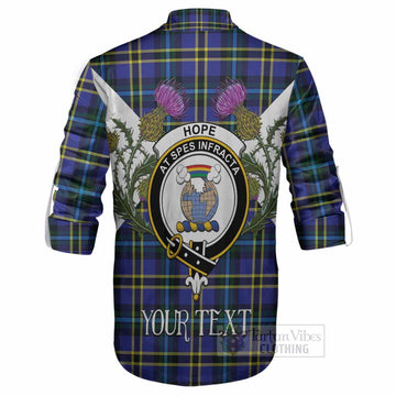 Hope Tartan Family Crest Ghillie Shirt Scottish Burns Night Thistle Floral