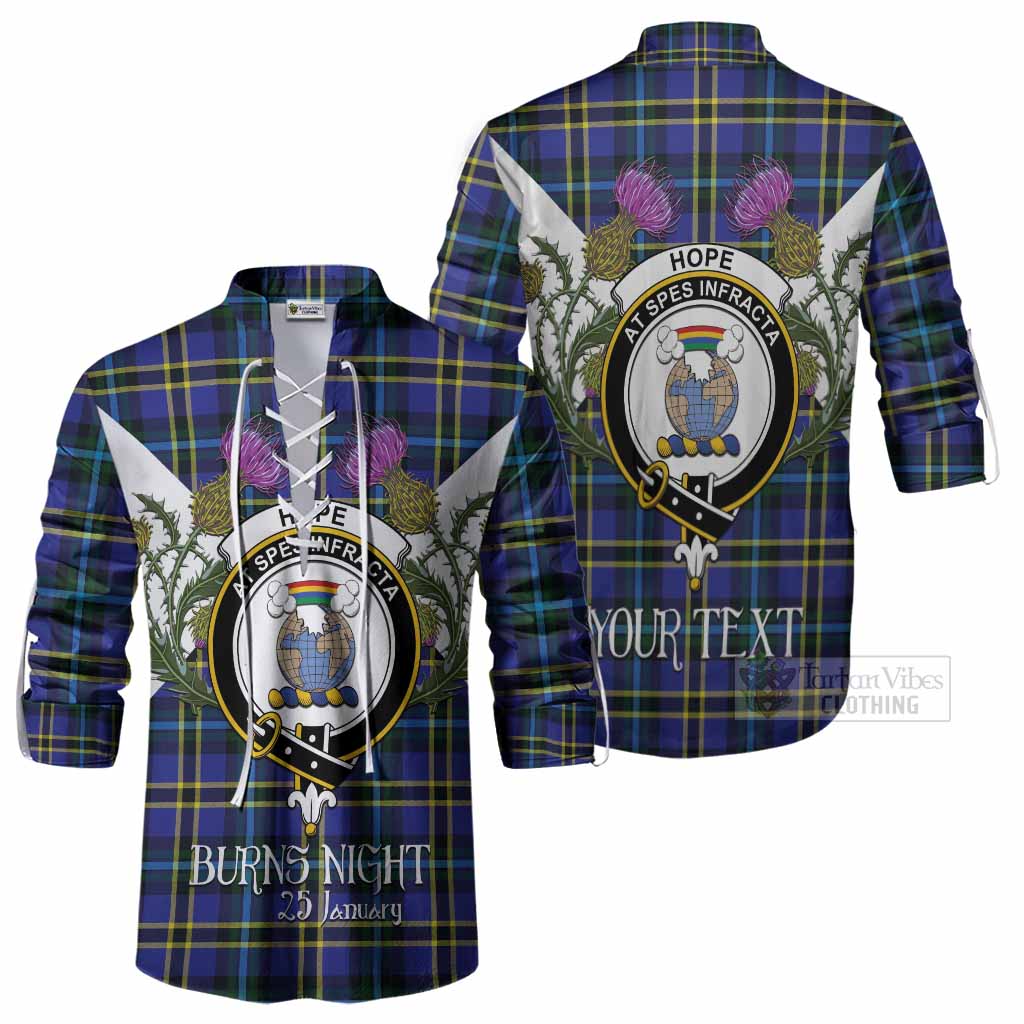 Hope Tartan Family Crest Ghillie Shirt Scottish Burns Night Thistle Floral
