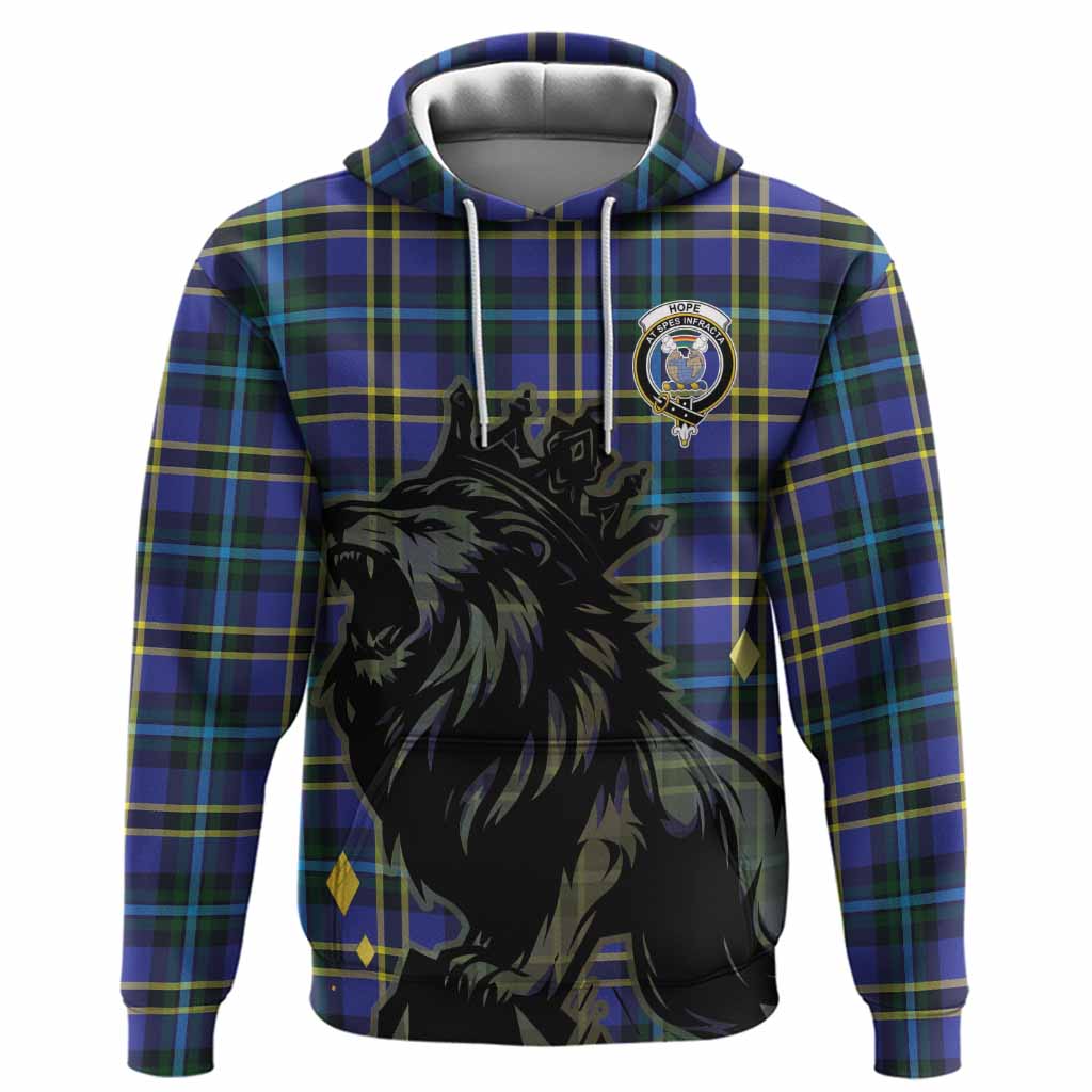 Hope Tartan Family Crest Hoodie Crowned Lion Roaring