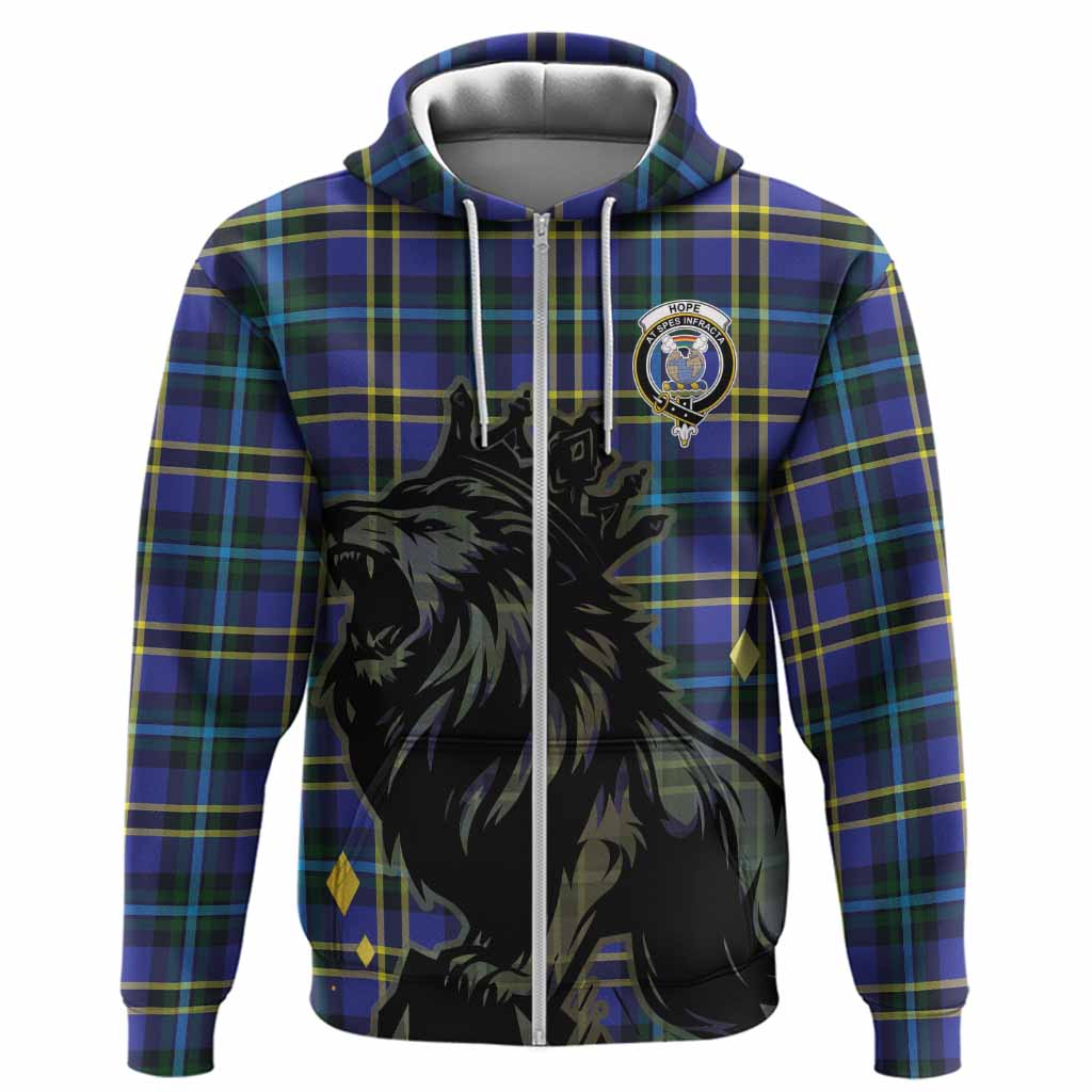 Hope Tartan Family Crest Hoodie Crowned Lion Roaring