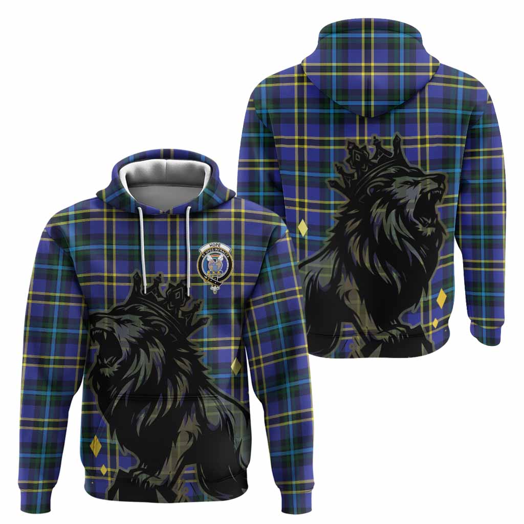 Hope Tartan Family Crest Hoodie Crowned Lion Roaring