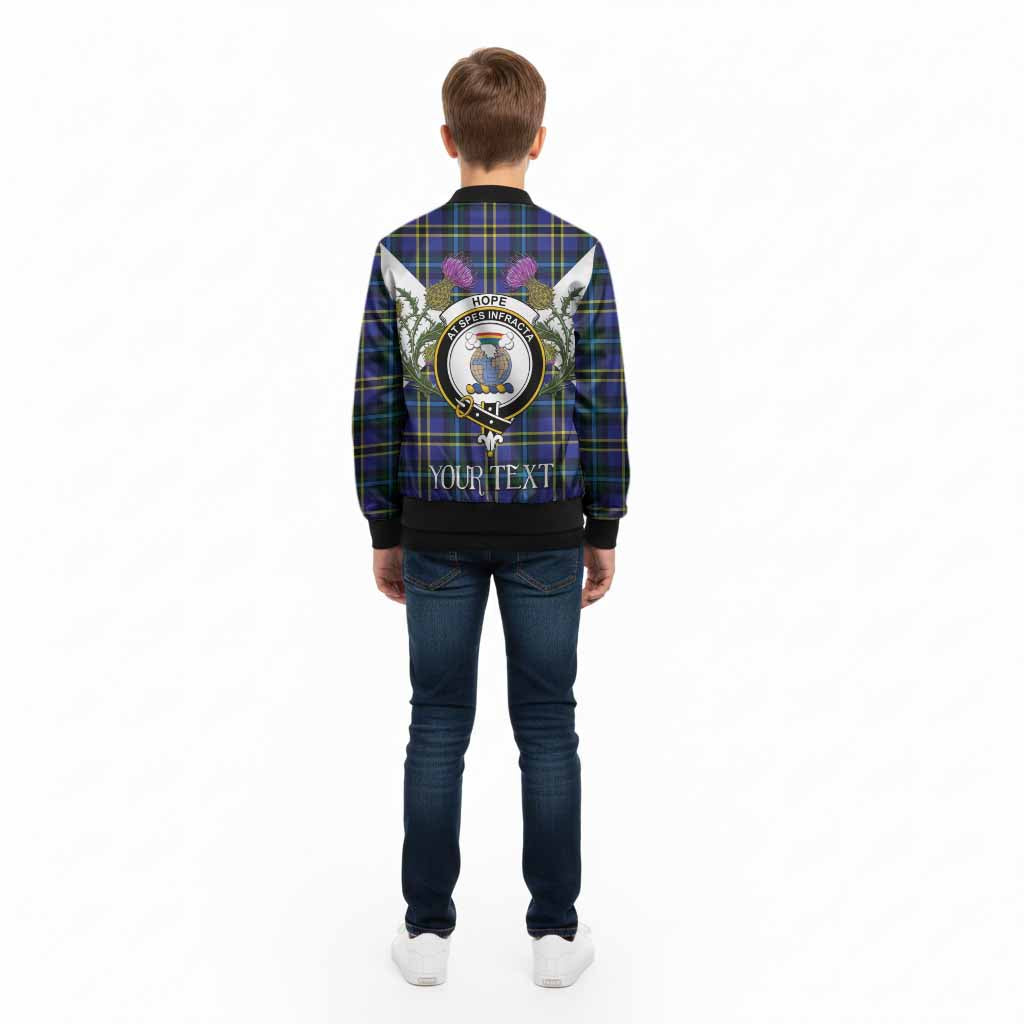 Hope Tartan Family Crest Kid Bomber Jacket Scottish Burns Night Thistle Floral