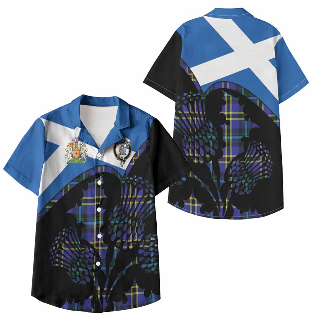 Hope Tartan Family Crest Kid Hawaiian Shirt Scotland Thistle Floral Flag Style