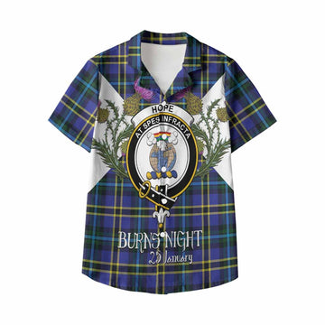 Hope Tartan Family Crest Kid Hawaiian Shirt Scottish Burns Night Thistle Floral