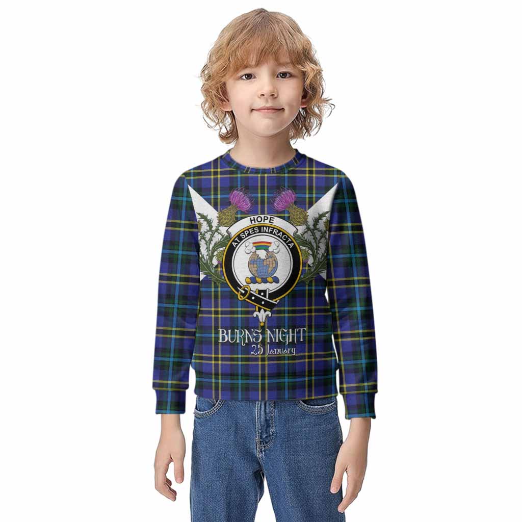 Hope Tartan Family Crest Kid Knitted Sweatshirt Scottish Burns Night Thistle Floral