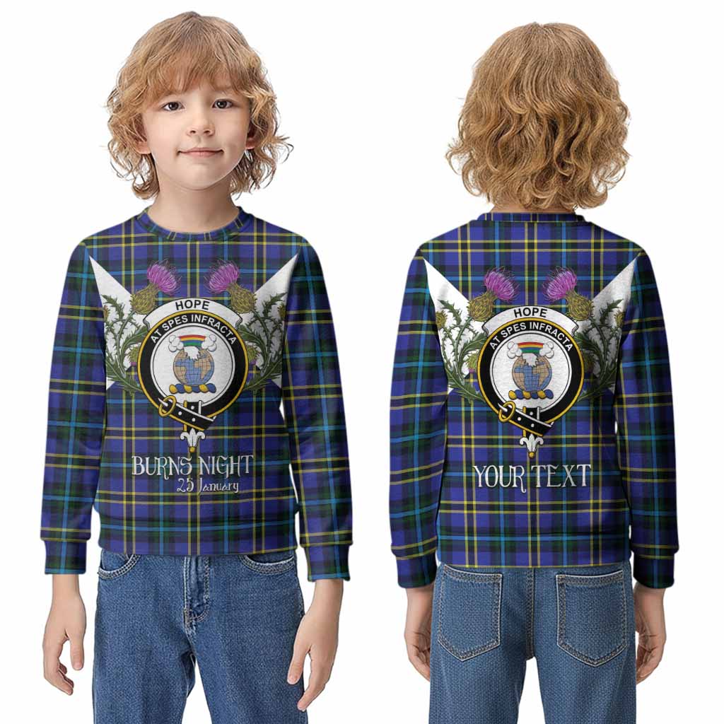 Hope Tartan Family Crest Kid Knitted Sweatshirt Scottish Burns Night Thistle Floral