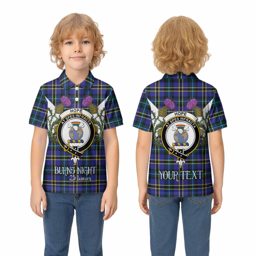 Hope Tartan Family Crest Kid Polo Shirt Scottish Burns Night Thistle Floral