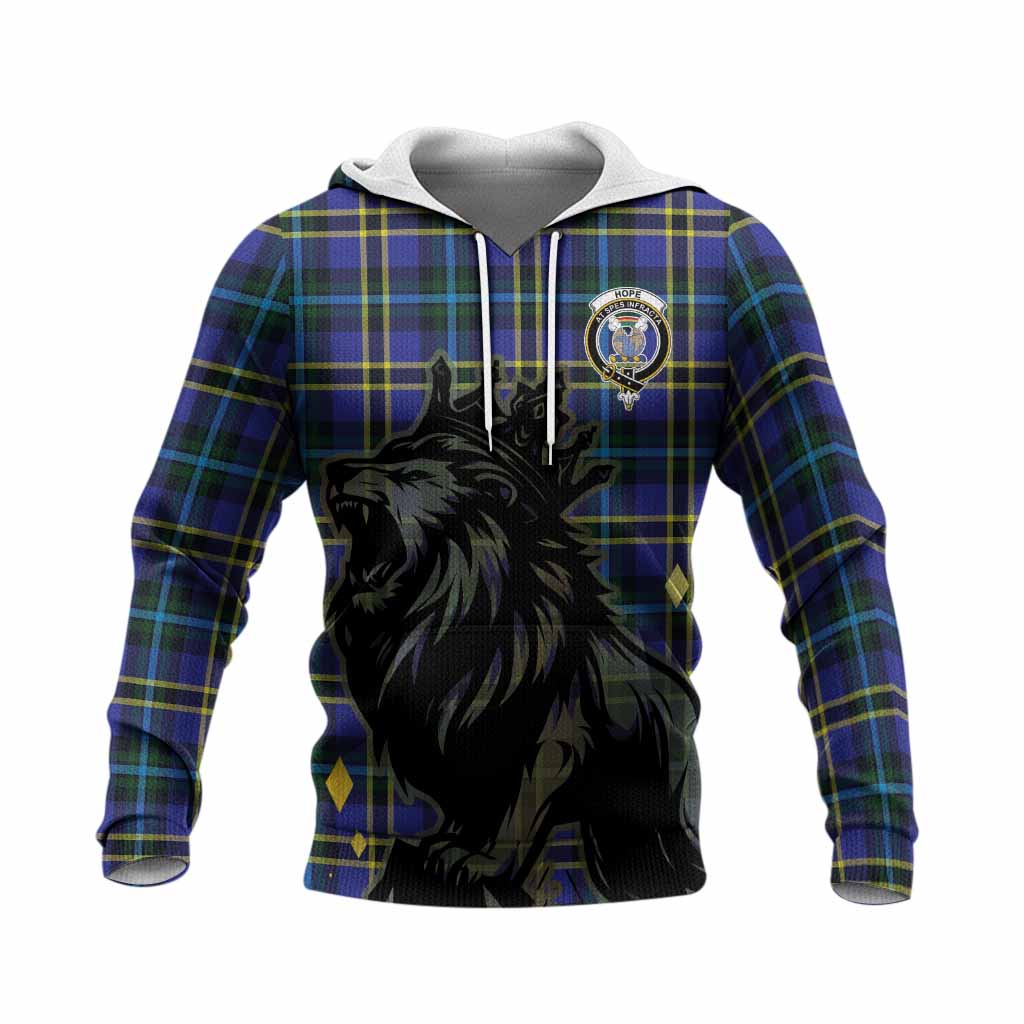 Hope Tartan Family Crest Knitted Hoodie Crowned Lion Roaring