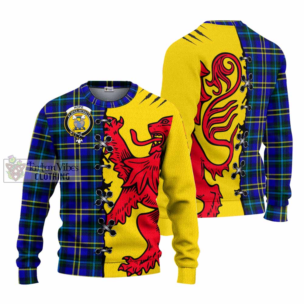 Hope Tartan Family Crest Knitted Sweater Lion Rampant Honor - Tartan Vibes Clothing