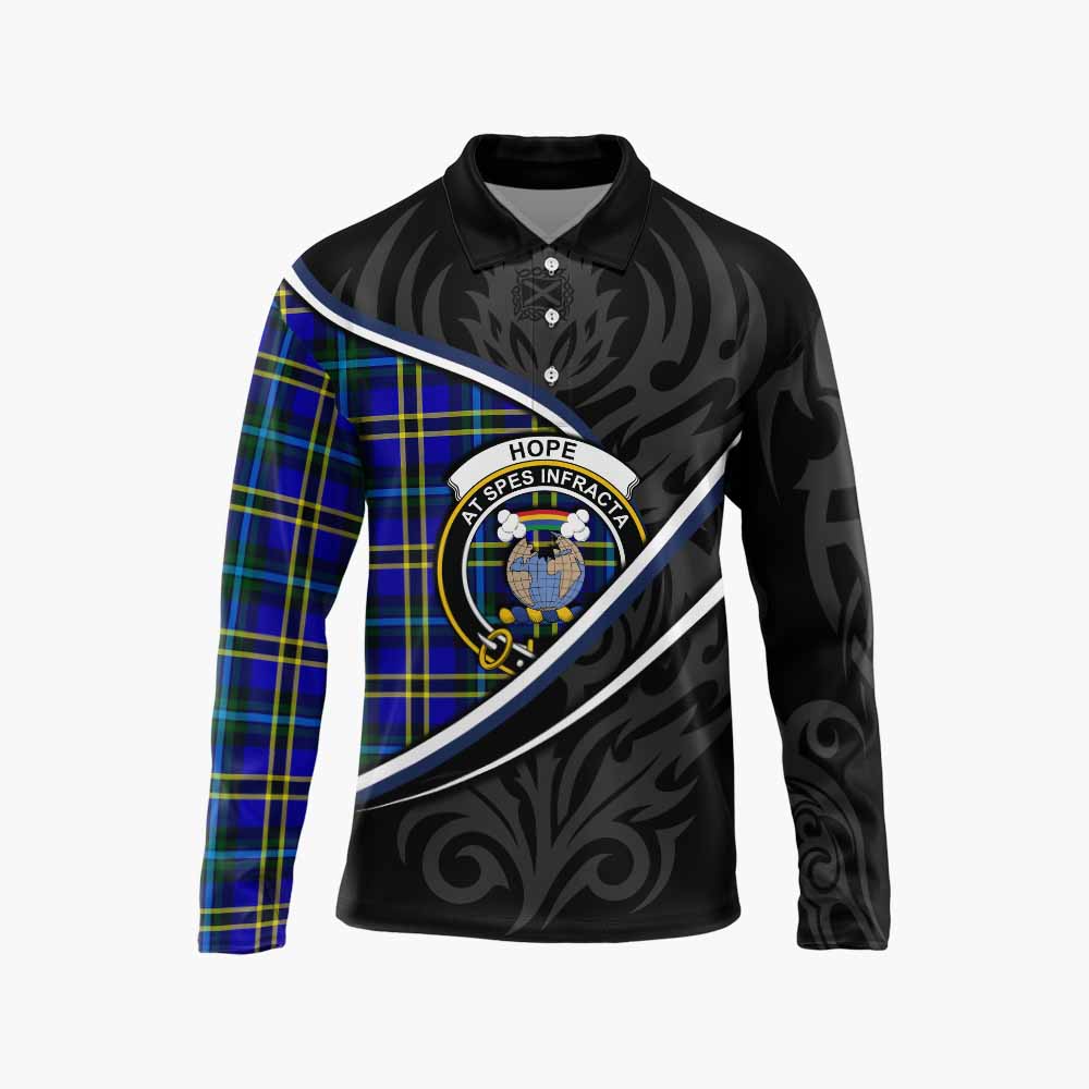 Hope Tartan Family Crest Long Sleeve Polo Shirt Celtic Scottish Thistle Floral - Tartan Vibes Clothing