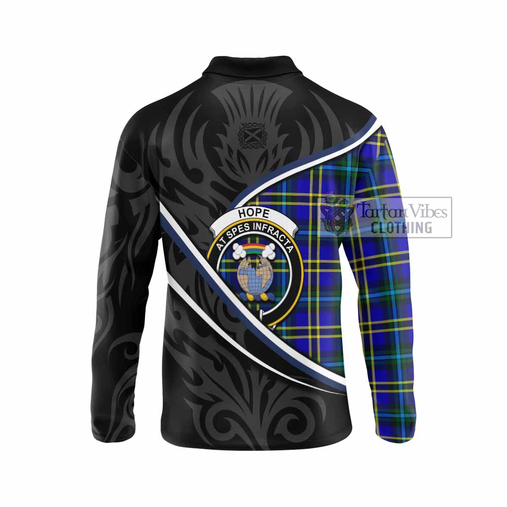 Hope Tartan Family Crest Long Sleeve Polo Shirt Celtic Scottish Thistle Floral - Tartan Vibes Clothing