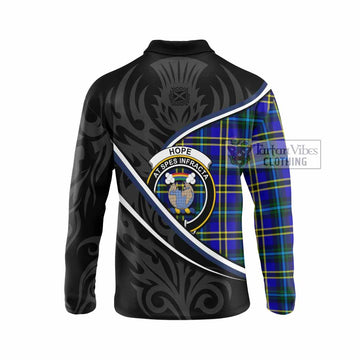Hope Tartan Family Crest Long Sleeve Polo Shirt Celtic Scottish Thistle Floral - Tartan Vibes Clothing