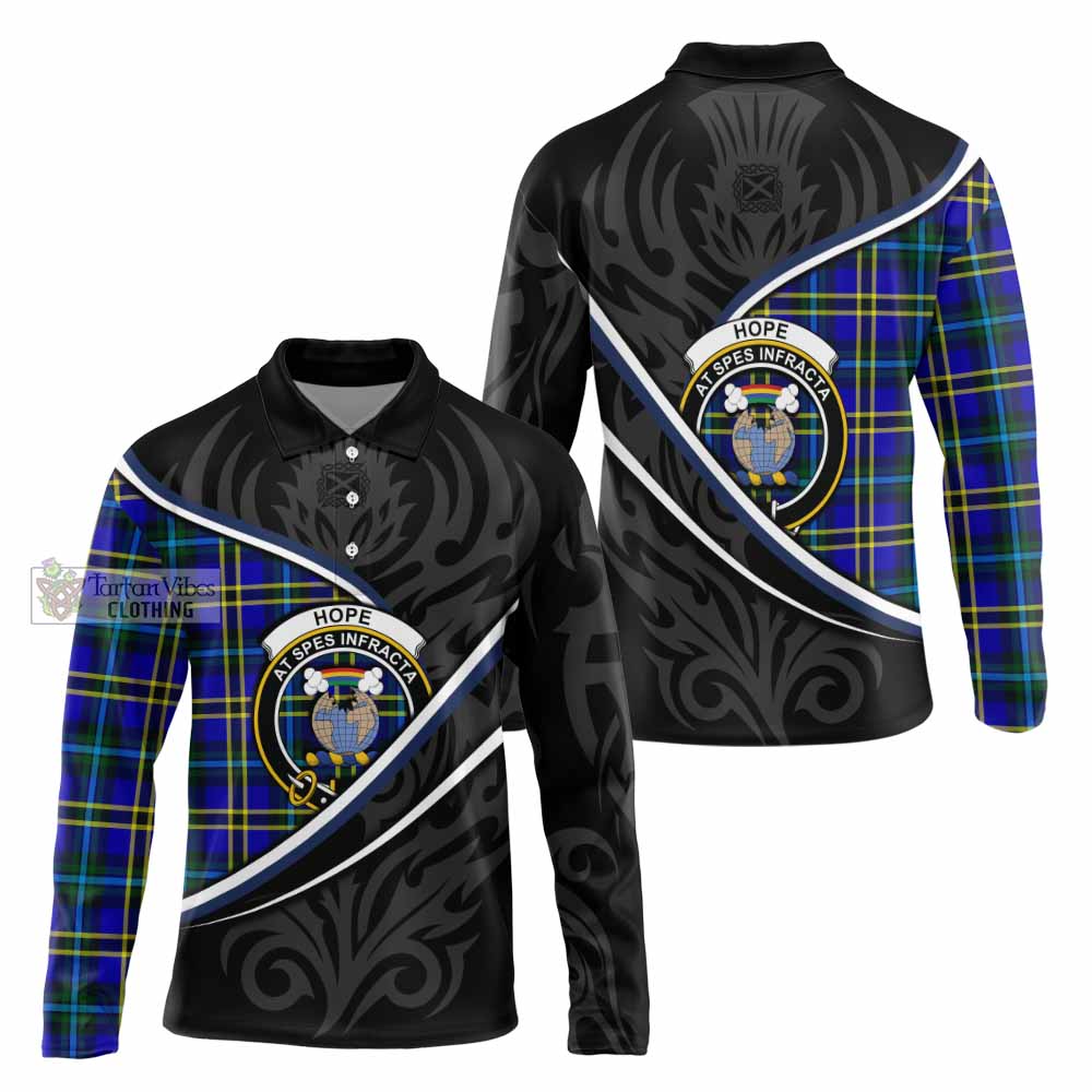 Hope Tartan Family Crest Long Sleeve Polo Shirt Celtic Scottish Thistle Floral - Tartan Vibes Clothing