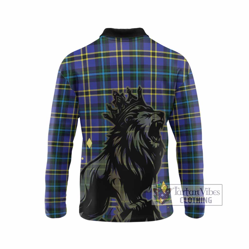 Hope Tartan Family Crest Long Sleeve Polo Shirt Crowned Lion Roaring