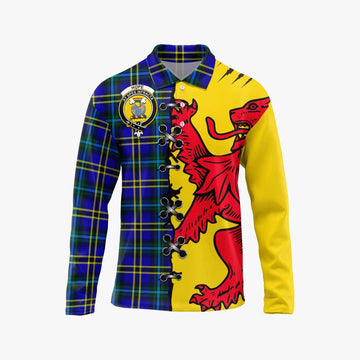 Hope Tartan Family Crest Long Sleeve Polo Shirt Lion Rampant Honor - Tartan Vibes Clothing