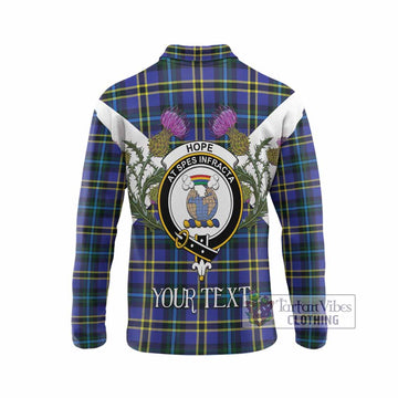 Hope Tartan Family Crest Long Sleeve Polo Shirt Scottish Burns Night Thistle Floral