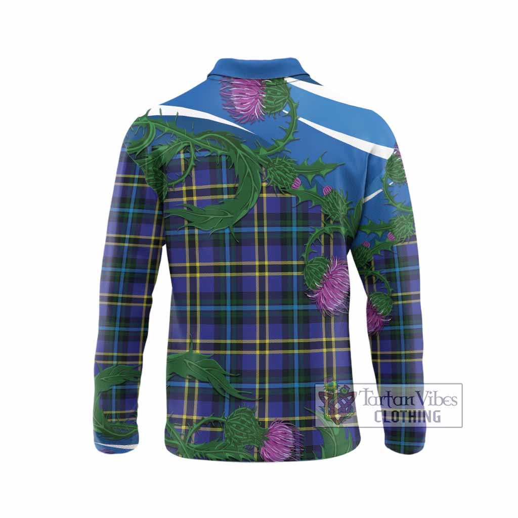 Hope Tartan Family Crest Long Sleeve Polo Shirt Thistle in Minimalism