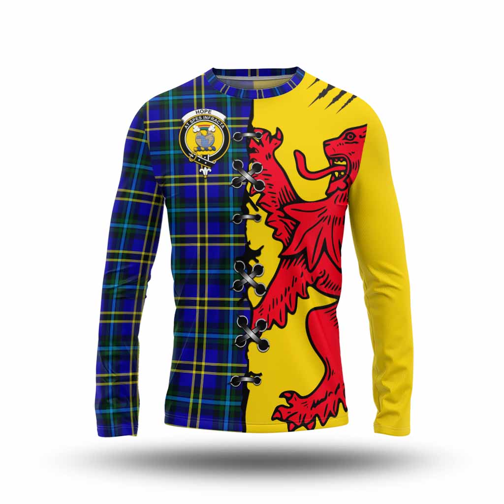 Hope Tartan Family Crest Long Sleeve T-Shirt Lion Rampant Honor - Tartan Vibes Clothing