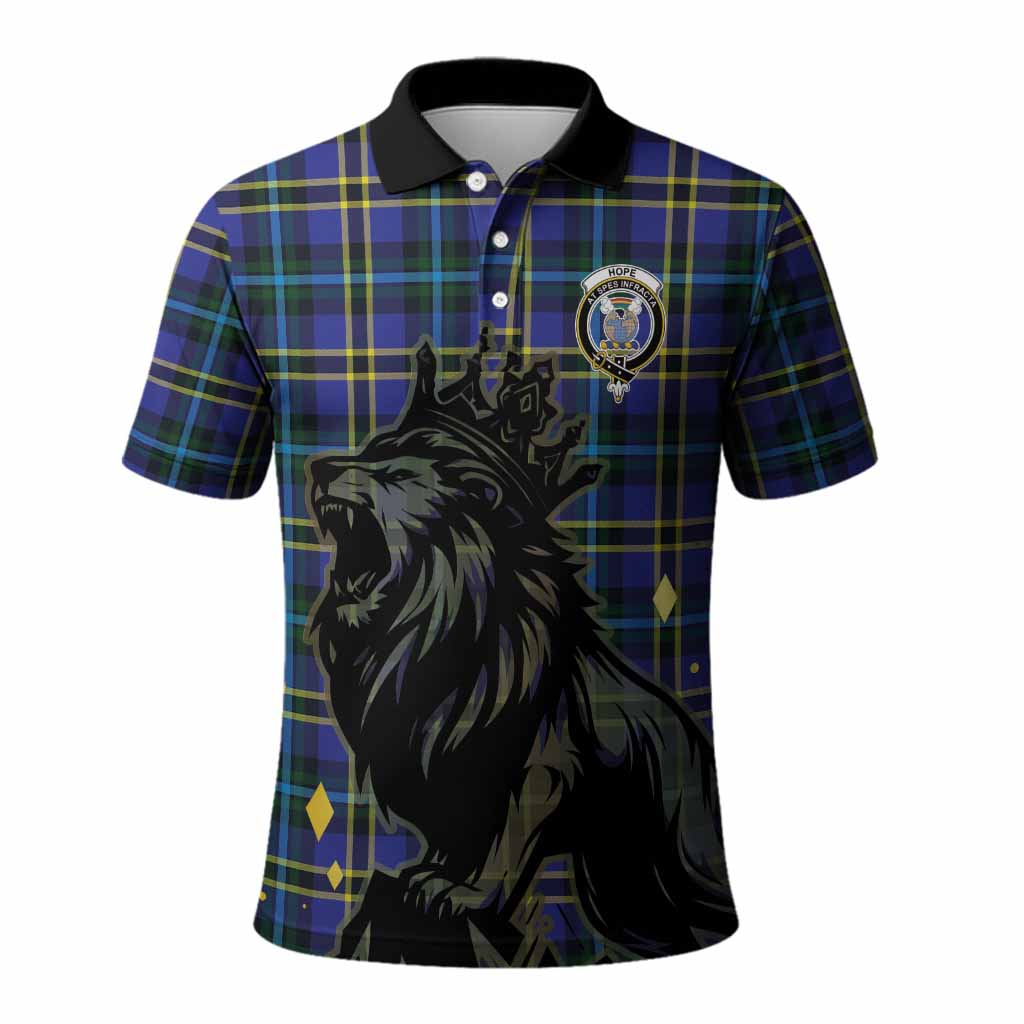 Hope Tartan Family Crest Polo Shirt Crowned Lion Roaring