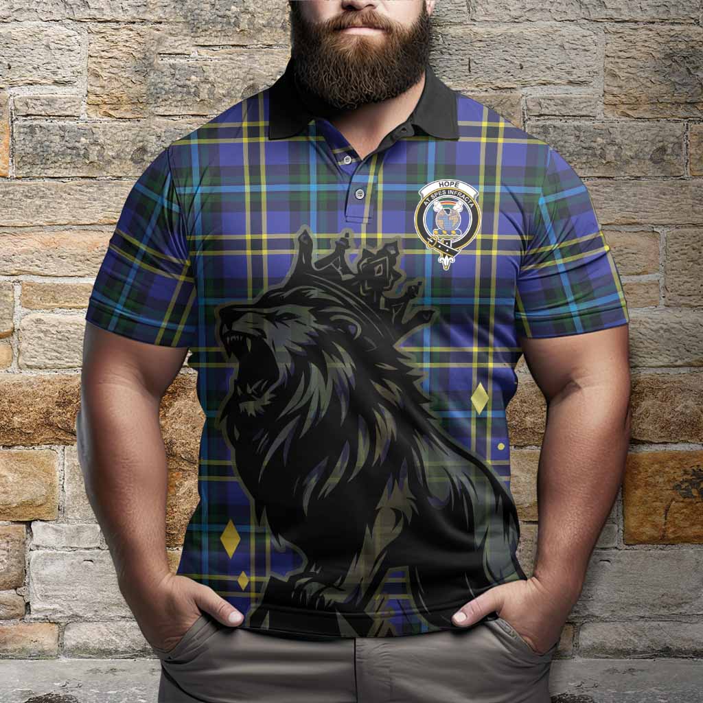Hope Tartan Family Crest Polo Shirt Crowned Lion Roaring