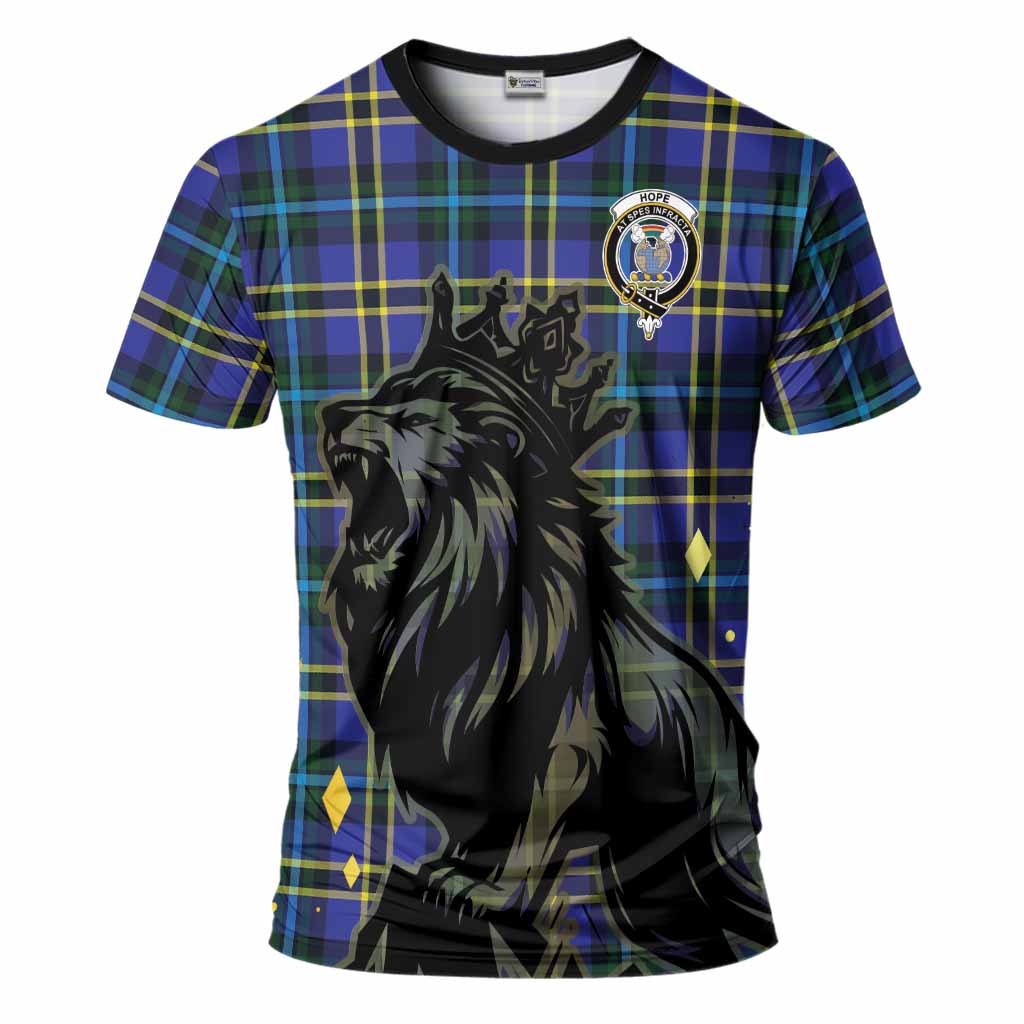 Hope Tartan Family Crest T-Shirt Crowned Lion Roaring