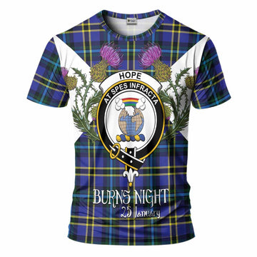Hope Tartan Family Crest T-Shirt Scottish Burns Night Thistle Floral