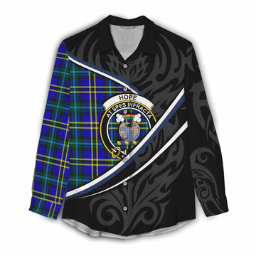 Hope Tartan Family Crest Women Casual Shirt Celtic Scottish Thistle Floral